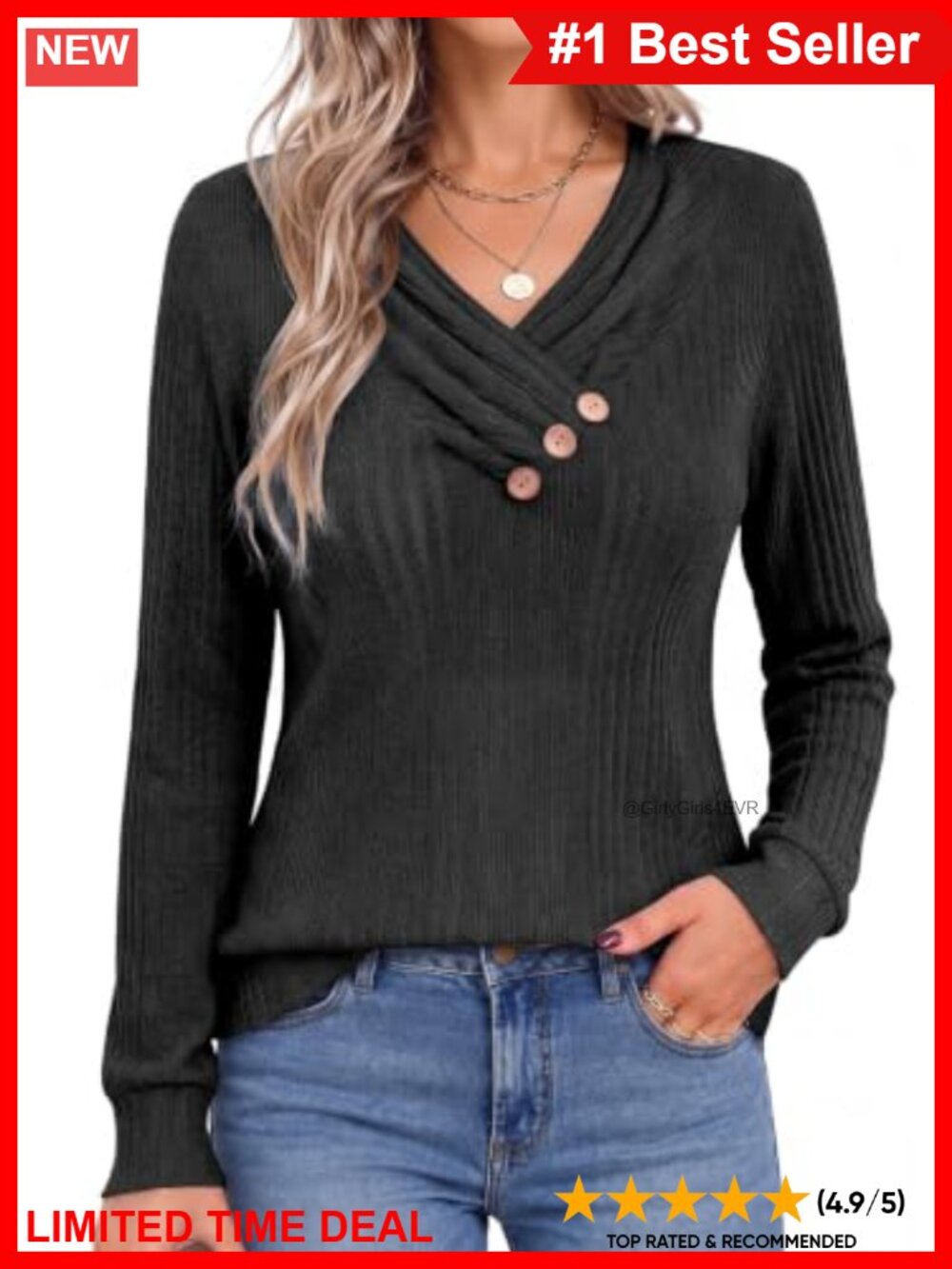 Women's Long Sleeve V-Neck Tunic Sweater Polyester Spandex Pullover